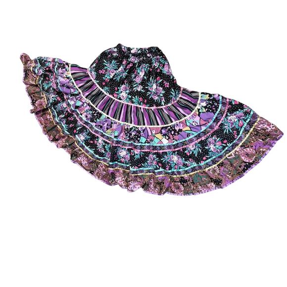 Fairy Whimsigoth Patchwork Boho long Skirt Purple Black Cottagecore Witchy cute - Picture 4 of 4